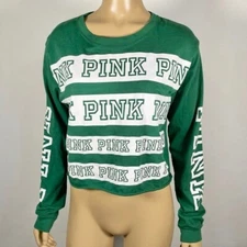 Victoria’s Secret PINK Women’s Size Medium 100% Cotton Long Sleeve Top Green