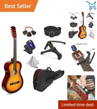 Complete 30" Kids Guitar Set: Sunburst Basswood with Case, Picks  Accessories