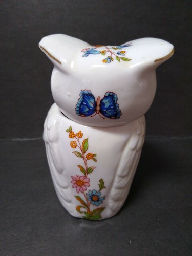 Vintage Bone China Ceramic Owl Pot Jar With Lid Hand Painted Decor 4" Owl - Picture 7 of 12