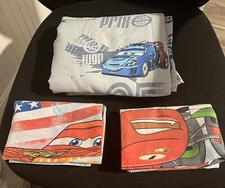 Cars 3 Pc Full Sheet Set 1 Flat  2 Pillow Cases Disney Pixar MCQUEEN