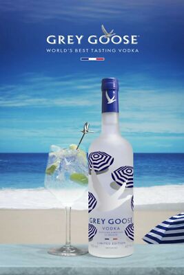 grey goose vodka patio umbrella La Poire Flavored  Jensens Liquors Fringe 9 Ft Crank Grey/White