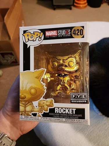 Funko POP! Marvel First 10 Years Rocket Raccoon Gold 420 Vinyl Figure Box Damage