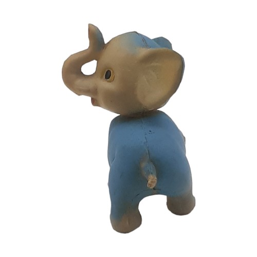 Vtg Small Blue Elephant Vinyl Rubber Squeaky Toy NO Squeaker Made In Japan READ - Picture 4 of 9