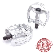 Wellgo bear trap Bike pedal BMX XC-II Old school 1/2"- ONE PIECE CRANKS (Silver)
