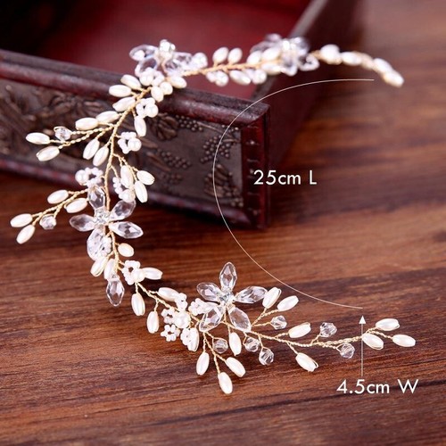 Elegant Pearl Crystal Flower Bridal Headdress Tiaras Headbands Hair band Jewelry - Picture 6 of 7