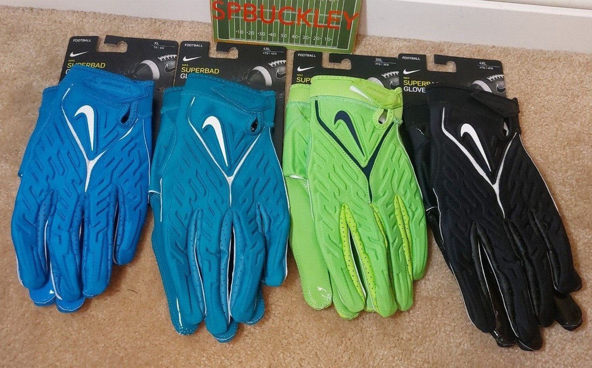NIKE SUPERBAD 6.0 ADULT PADDED FOOTBALL GLOVES, NFL TEAM ISSUED