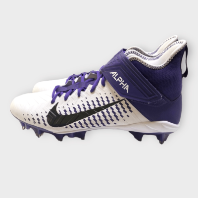 Nike Alpha Menace Pro 2 Mid White Purple Football Cleats  display picture 2