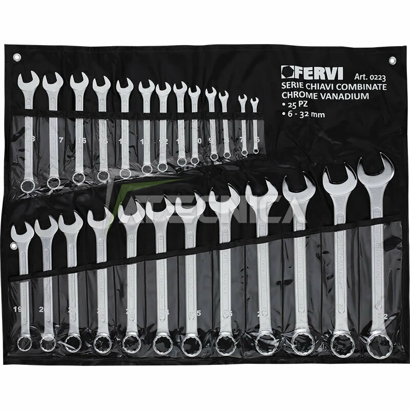 Serie di 25 chiavi combinate Fervi 0223 in astuccio morbido misure 6-32 mm