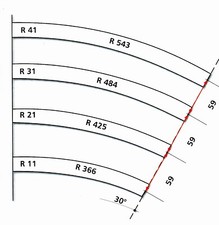 TILLIG 85143 HO Scale Curved Track R 484 - 30°