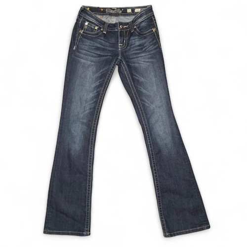 Miss Me JP5489B2 bootcut dark wash low rise embellished flap pocket jeans Sz 26 - 第 1/8 張圖片