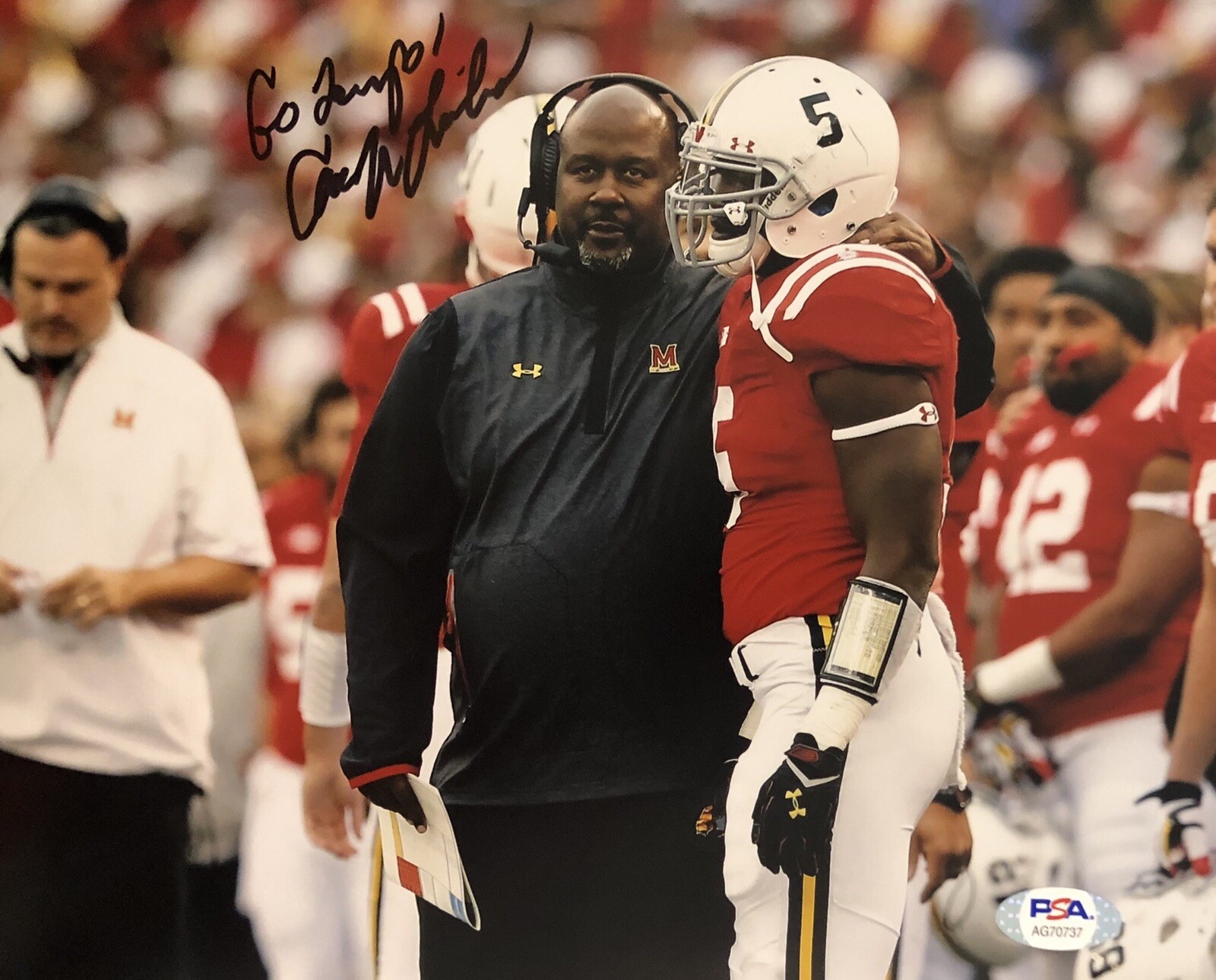 Mike Locksley Signed Autographed Maryland Terrapins 8x10 Photo Big Ten Psa/Dna 