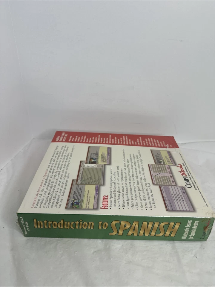 CompuWorks Introduction To Spanish 1997 IBM GT Interactive Windows 95/3.1 SEALED - Image 3 of 4