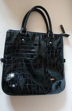 Borsa Donna CARPISA Ecopelle Nera tipo coccodrillo manici e  tracolla