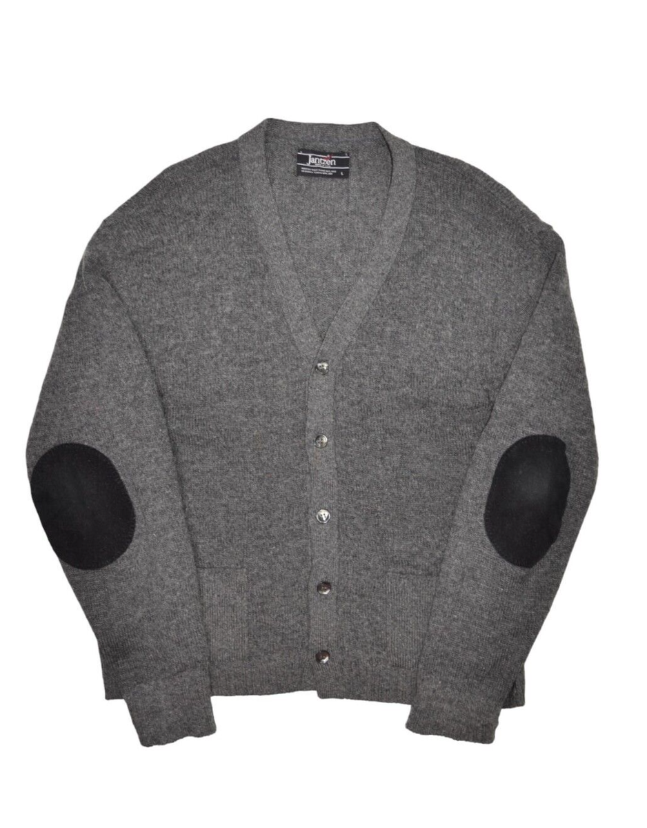 Vintage Jantzen Sweater Mens L Wool Cardigan V Neck Elbow Vintage Jantzen Sweater Mens L Wool Cardigan V Neck Elbow