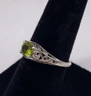Vintage Kabana Designer Sterling Silver Peridot Filigree Cathedral Ring Size 5