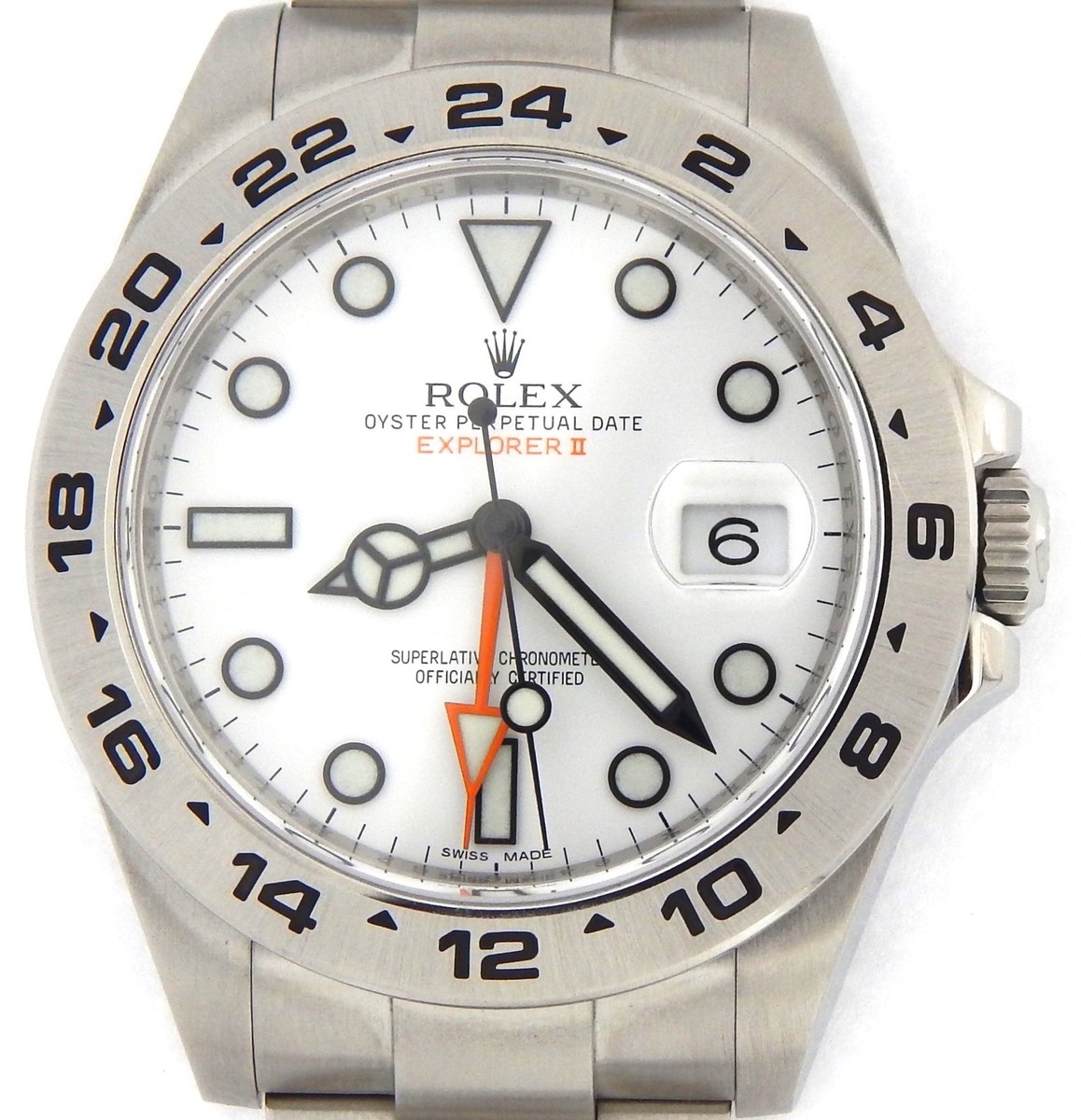 Men Rolex Stainless Steel Explorer II Watch 42mm Orange Hand w