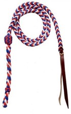 Showman 4 1/2 ft. feet Red, White, and Blue Braided nylon OVER UNDER WHIP