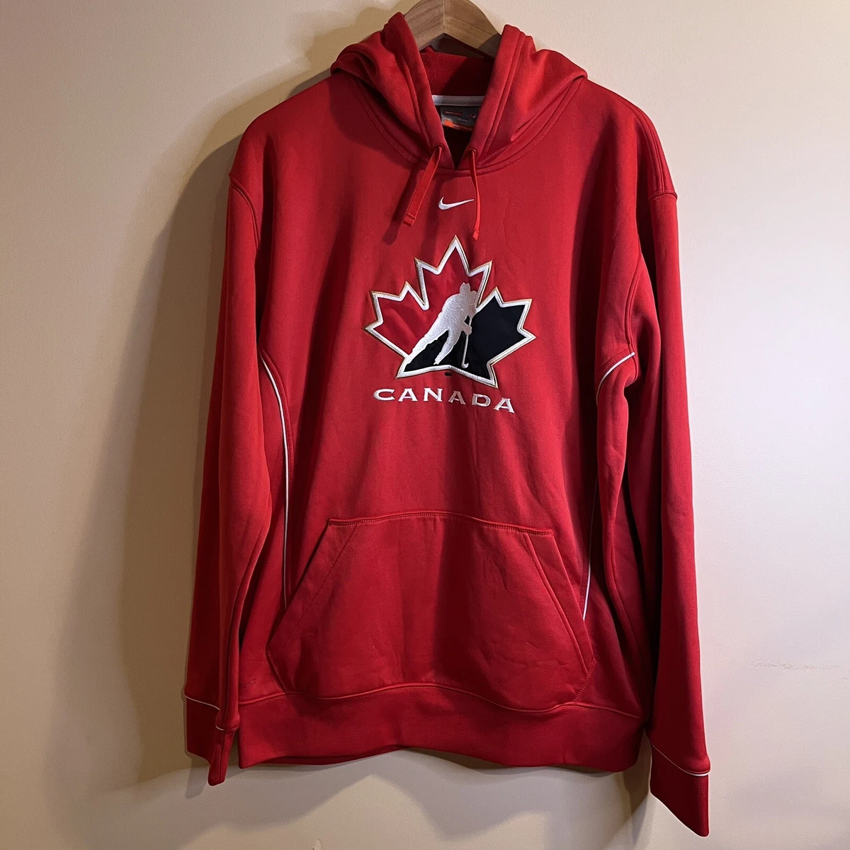 weerstand rammelaar Waterig Vintage Nike Team Canada Hockey Center Swoosh Check Red Hoodie Size Large |  eBay