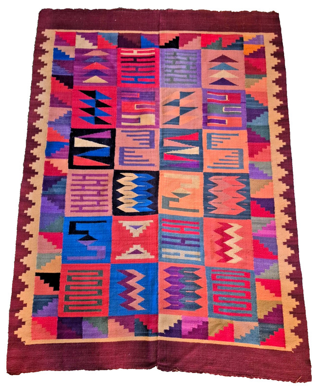 PERU INCAN CALENDAR RUG / TAPESTRY, 44" x 60", Handcrafted Mint!
