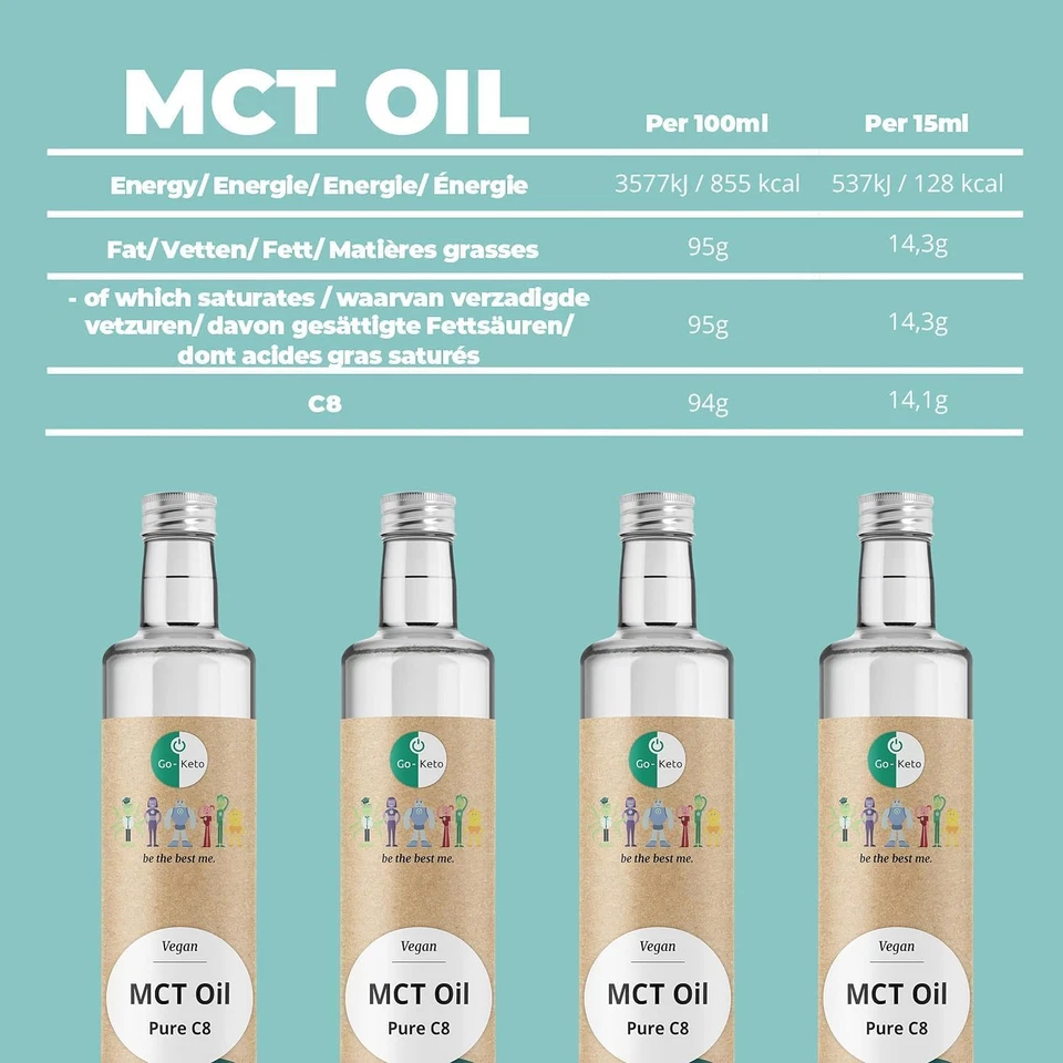 MCT Oil C8, 500Ml | Olio MCT C8, 100% Olio Di Cocco, Senza Olio Di Palma | Perfe - Immagine 4 di 4