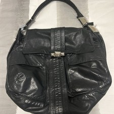 Tylie Malibu Black  Buttery Leather Hobo With Silver Studded Straps Boho Beautif