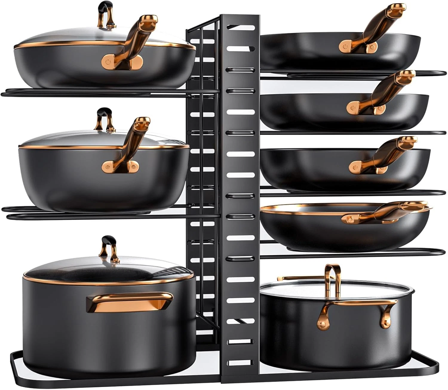 8-Tier Pot and Pan Organizer Rack Cabinet 3 DIY Methods Lid Storage
