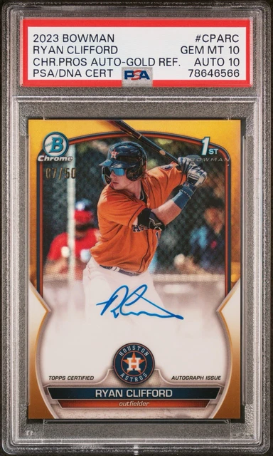 2023 Bowman Chrome Ryan Clifford True Gold Auto #/50 CPARC 1st Mets Dual PSA 10