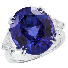 14.36 Carat Tanzanite & Diamond Three Stone Ring