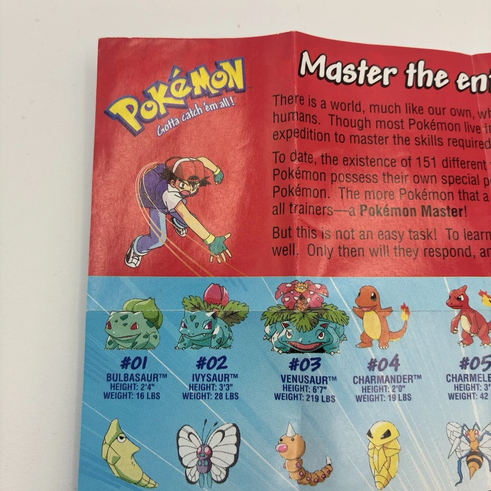 Vintage Pokemon Hasbro Mini Poster 1999 Gotta Catch Em All - Image 2 of 4