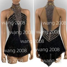 Ice Figure Skating Dress Rhythmic Gymnastics Twirling Competition black