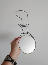 Vintage Industrial Silver Metal Round Hanger Shaving Double Side Mirror Stand