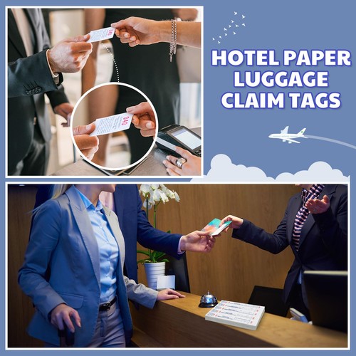 1000 Hotel Luggage ID Tags with Transfer Tape on Back Printed in Black with R... - Picture 6 of 6