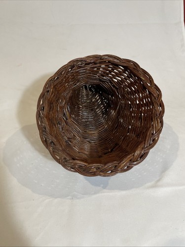 Cornucopia Thanksgiving Brown Woven Wicker Horn of Plenty Basket 13" Vintage - 第 2/6 張圖片