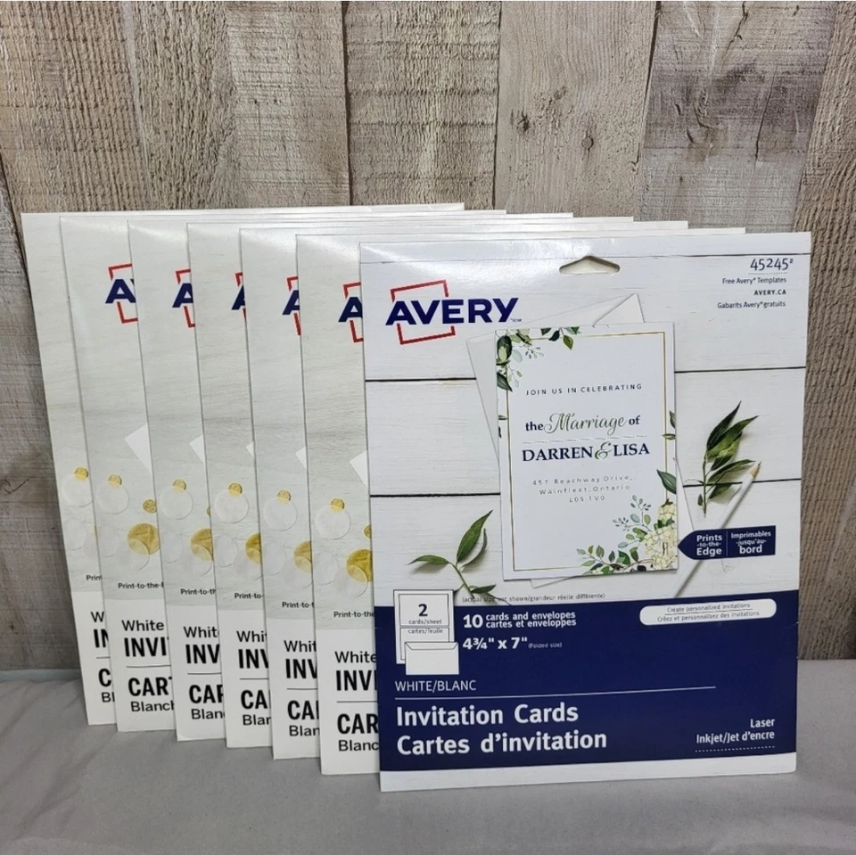 🇨🇦 Lot Of 7 Avery White Invitation Cards Packages. Brand New. 45245 Foto 2 de 4