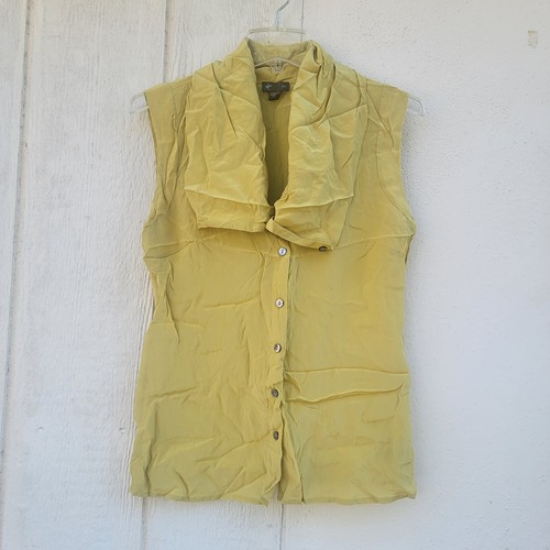 Anthropologie Fei green cowl neck silk button down sleeves blouse wmns sz 4 - Picture 1 of 4