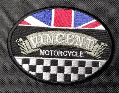 Vincent Motorcycle British Flag Patch Embroidered approx 2.75x3.75''