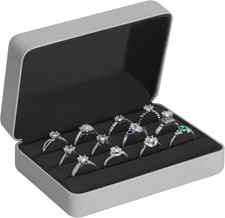 Velet Ring Storage Box - Travel Jewelry Ring  Earring Holder Case, 3 Slot Porta