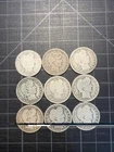 9x USA Silver Barber Quarters 1896-1916