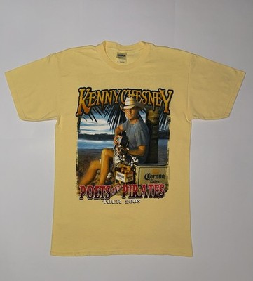 Kenny Chesney Poets & Pirates Tour 2008 Shirt Mens M Medium Yellow Concert Tee 