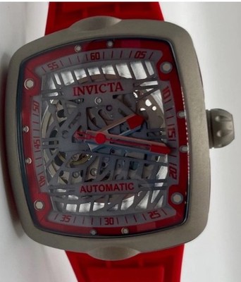 Invicta S1 Rally Skeleton Diablo Solid Titanium Auto Red Men's Watch 44mm 44215