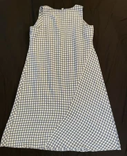 Linen Light Blue Gingham Maxi Dress Size XL Cottage Core Dorothy Costume J Jill
