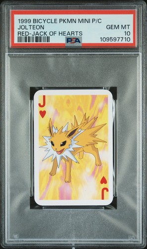 1999 BICYCLE POKEMON MINI PLAYING CARDS RED DECK JACK OF HEARTS JOLTEON PSA 10