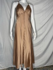 ASOS DESIGN Satin Button Through Midi Slip Dress Bronze Brown 6 Straps