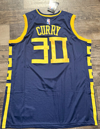 Nike Stephen Curry Golden State Warriors "The Bay" Blue/Yellow Jersey Men 52