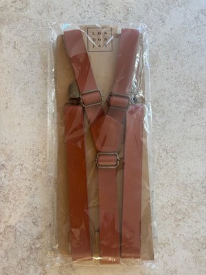 Suspenders Brown Faux Leather Suspenders | 1'' Adjustable Straps and Clips | NEW