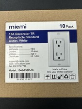 Decorator Receptacle Outlet, Tamper Res ,15A,20A,with Wallplate,UL Listed- 10 pk