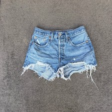 Levis Premium 501 Original Cutoff Denim Shorts Light Wash Blue High Rise 26