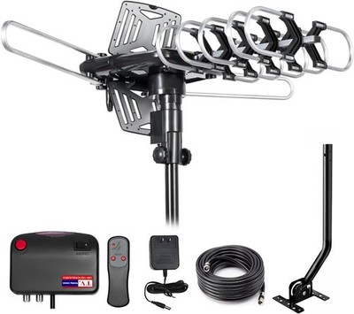 Amplified Outdoor Digital TV Antenna - 150 Miles, Easy Install, Remote Control