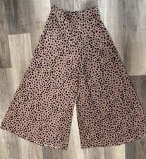 Animal Print Wide Legged Pants Sz L Lightweight Resortwear Boho Hippie