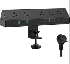 Charging Station Desk Clamp Power Strip,4 PD USB-C Ports,5 AC Outlets Surge